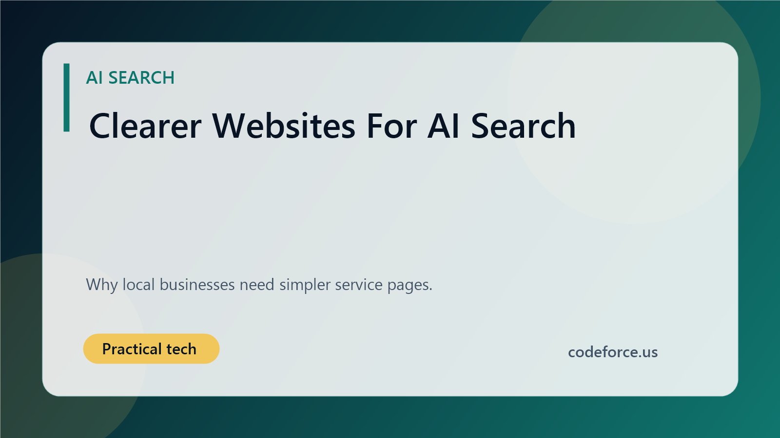 Illustrated blog cover about clearer local-business websites for AI search.