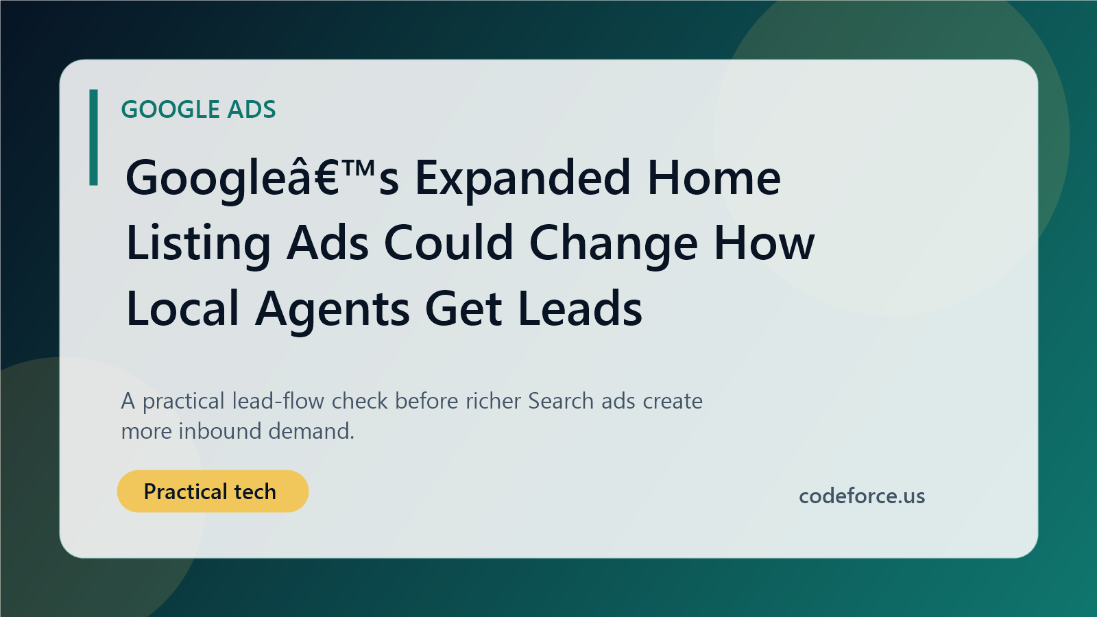 Illustrated blog cover about Google's expanded Local Services Ads for Home Listings and local agent lead handling.