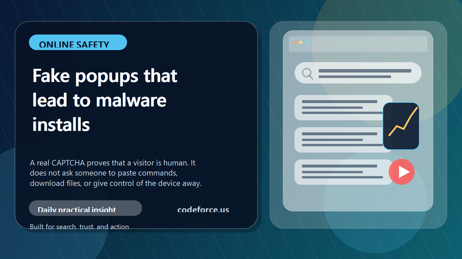 Featured image for a blog post explaining how to spot a CAPTCHA scam before malware is installed.