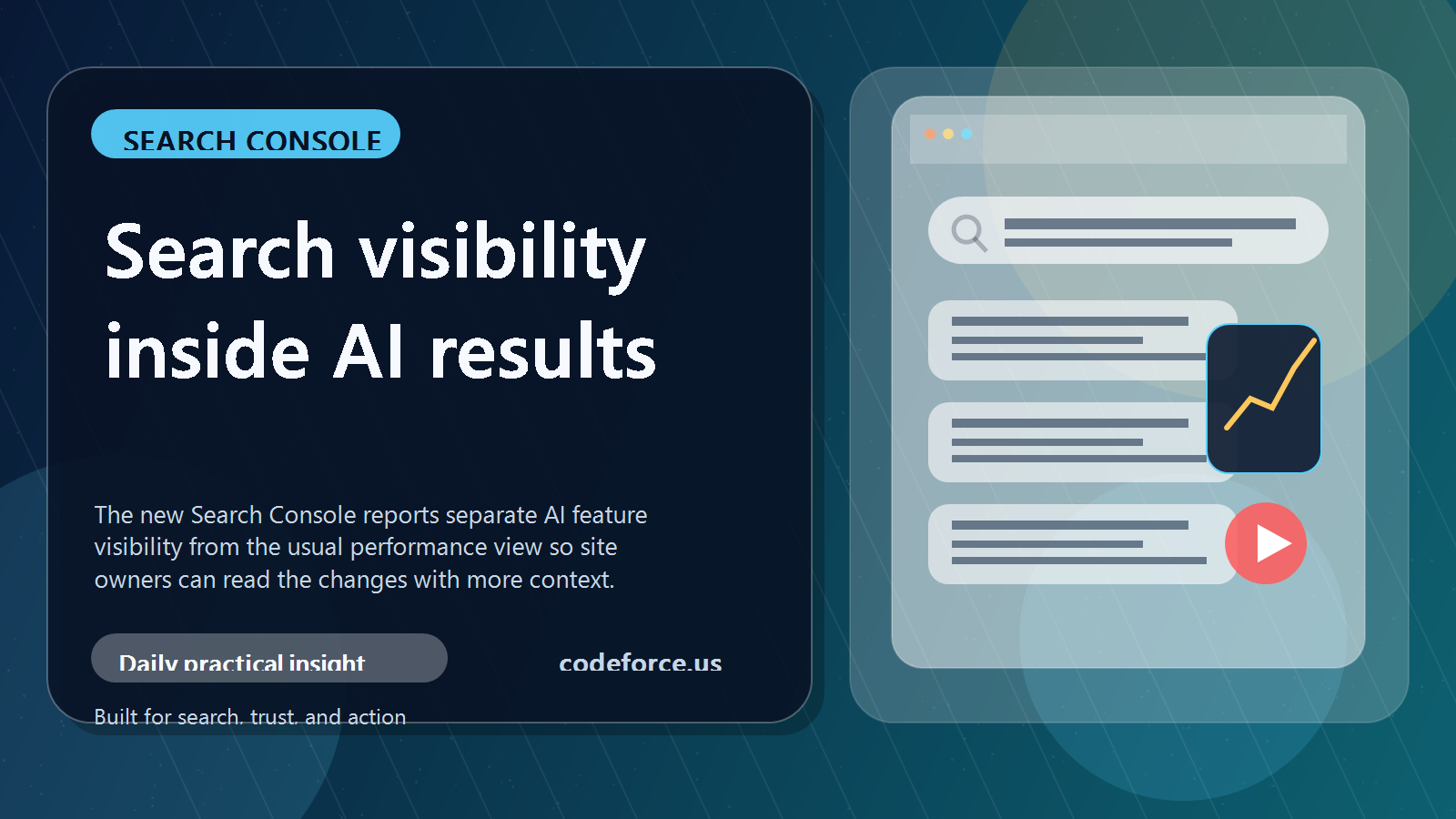 Featured image for a blog post about Search Console generative AI performance reports and AI search visibility.