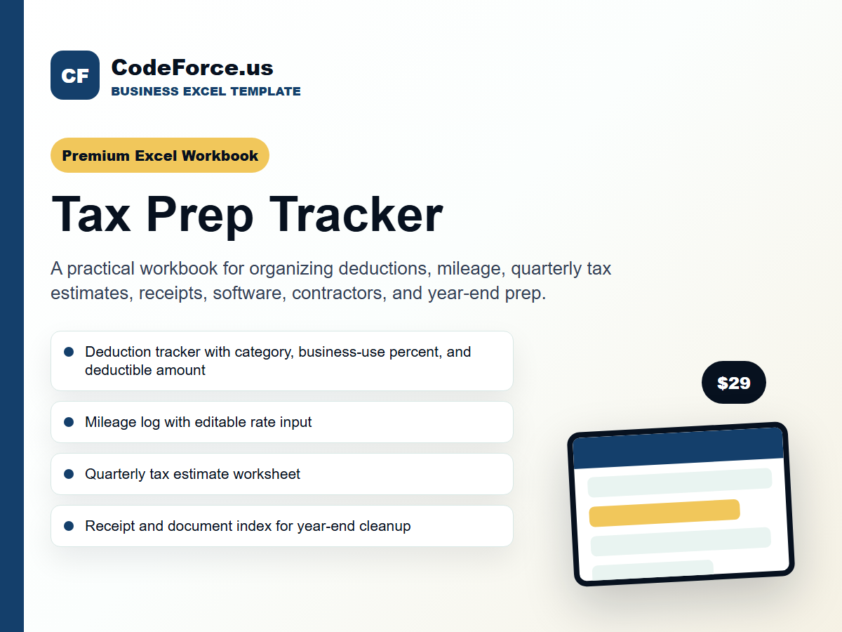 Tax Prep & Deduction Tracker Workbook cover
