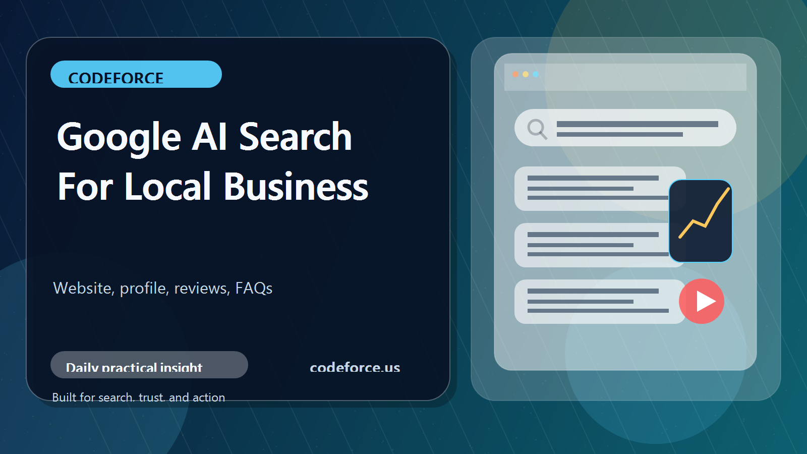 Clean illustration of Google AI search for local business website and profile updates