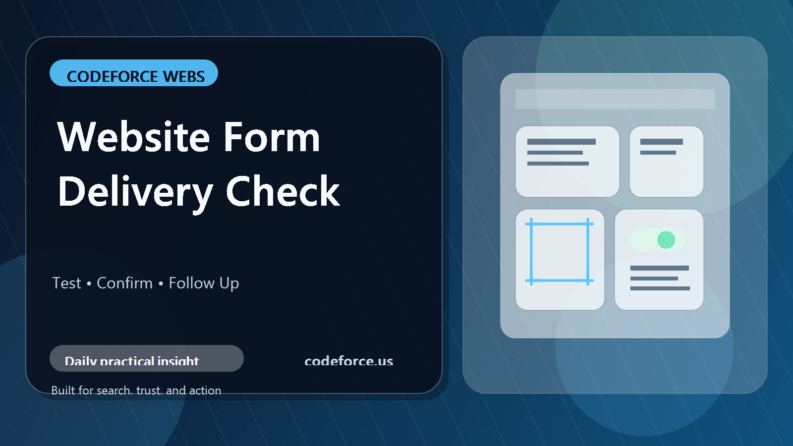 Website contact form and inbox illustrating a website form delivery check