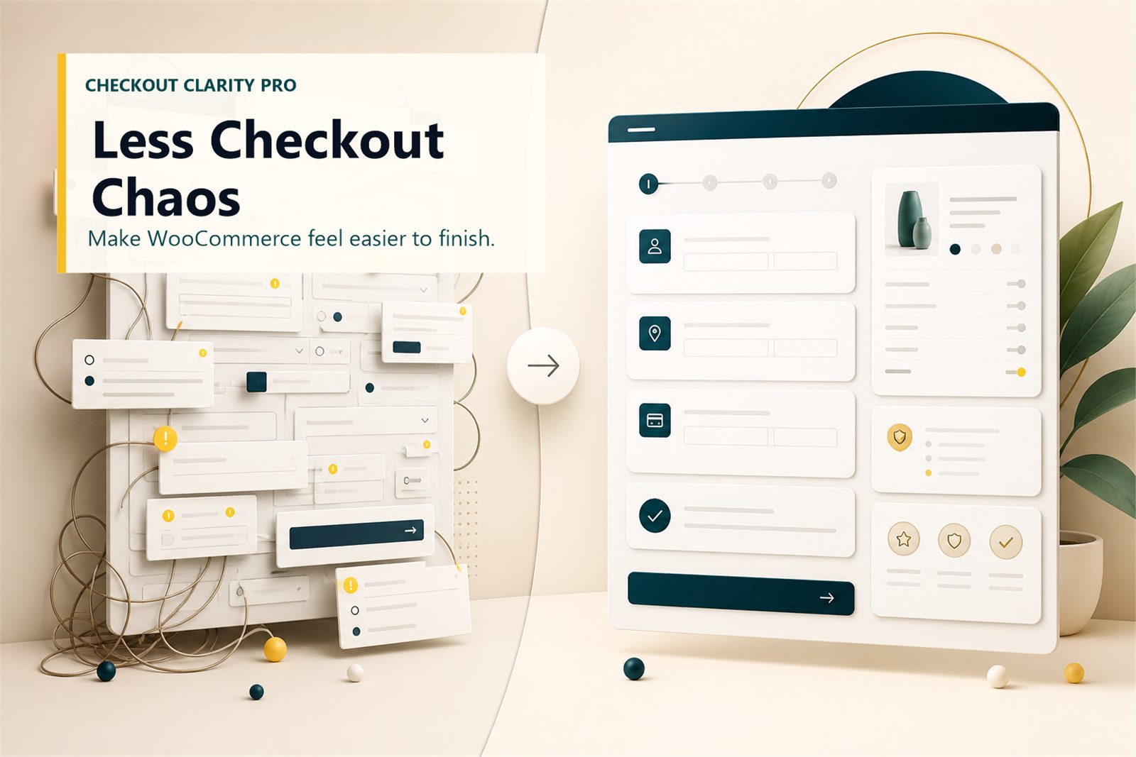 Checkout Clarity Pro turns messy WooCommerce checkout into a guided purchase flow.